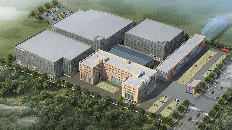 HUAYI 45,000 sqm solid wood furniture factory - aerial view of modern production campus in Qingdao, China