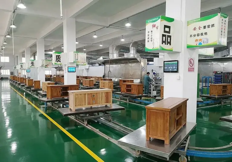 Furniture assembly line with quality control